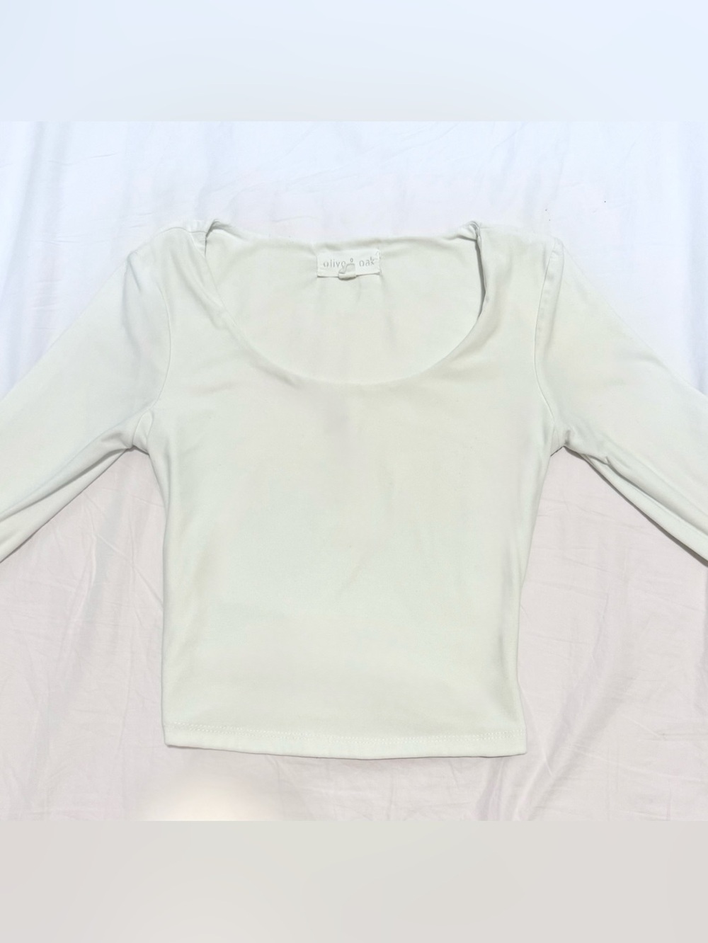 Olive & Oak Cream Long Sleeve Scoop Crop Top